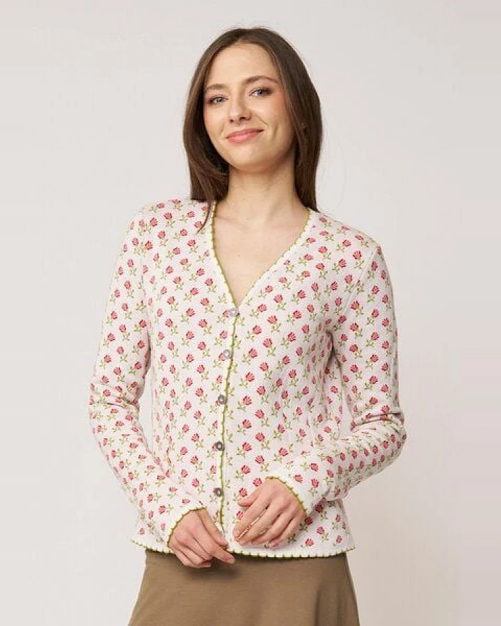 LANA Organic Strickjacke Jaquardmuster für Damen, Modell Lucien