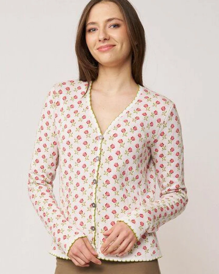 LANA Organic Strickjacke Jaquardmuster für Damen, Modell Lucien