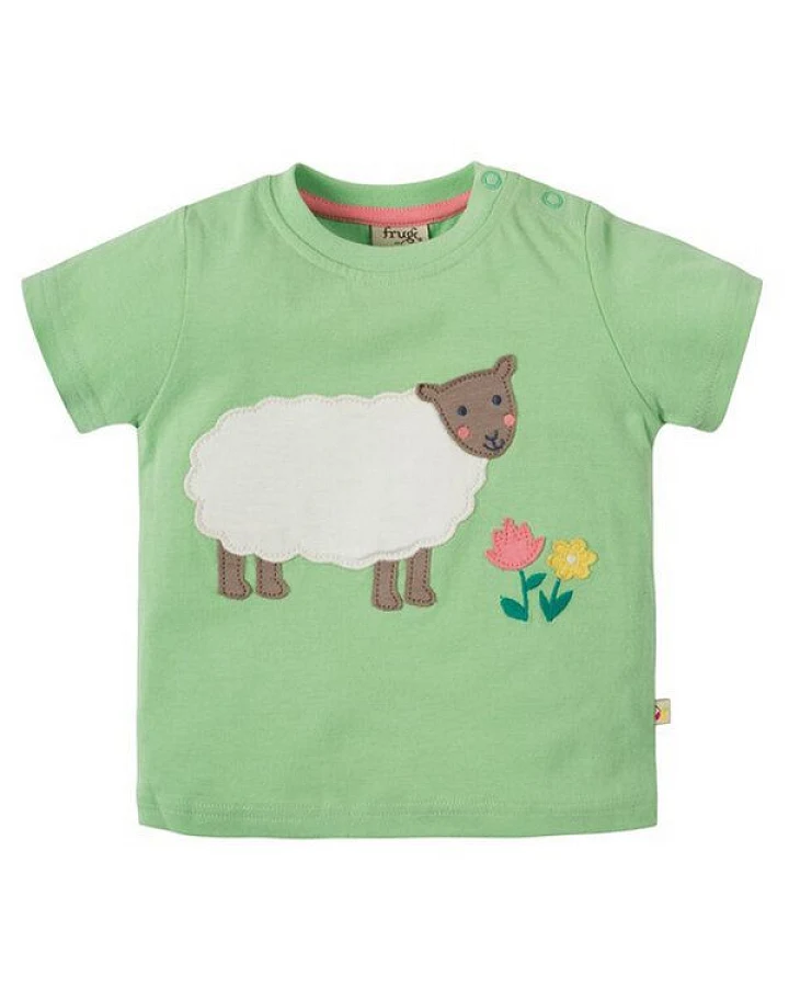 Frugi T-Shirt mit Schaf in grün