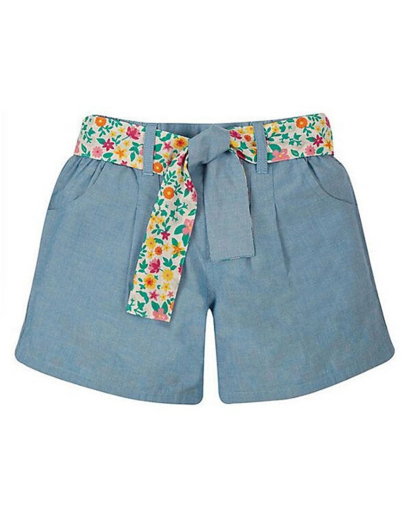Frugi 2-in-1 WendeShorts Rhea denim/Blumen – Ansicht 3