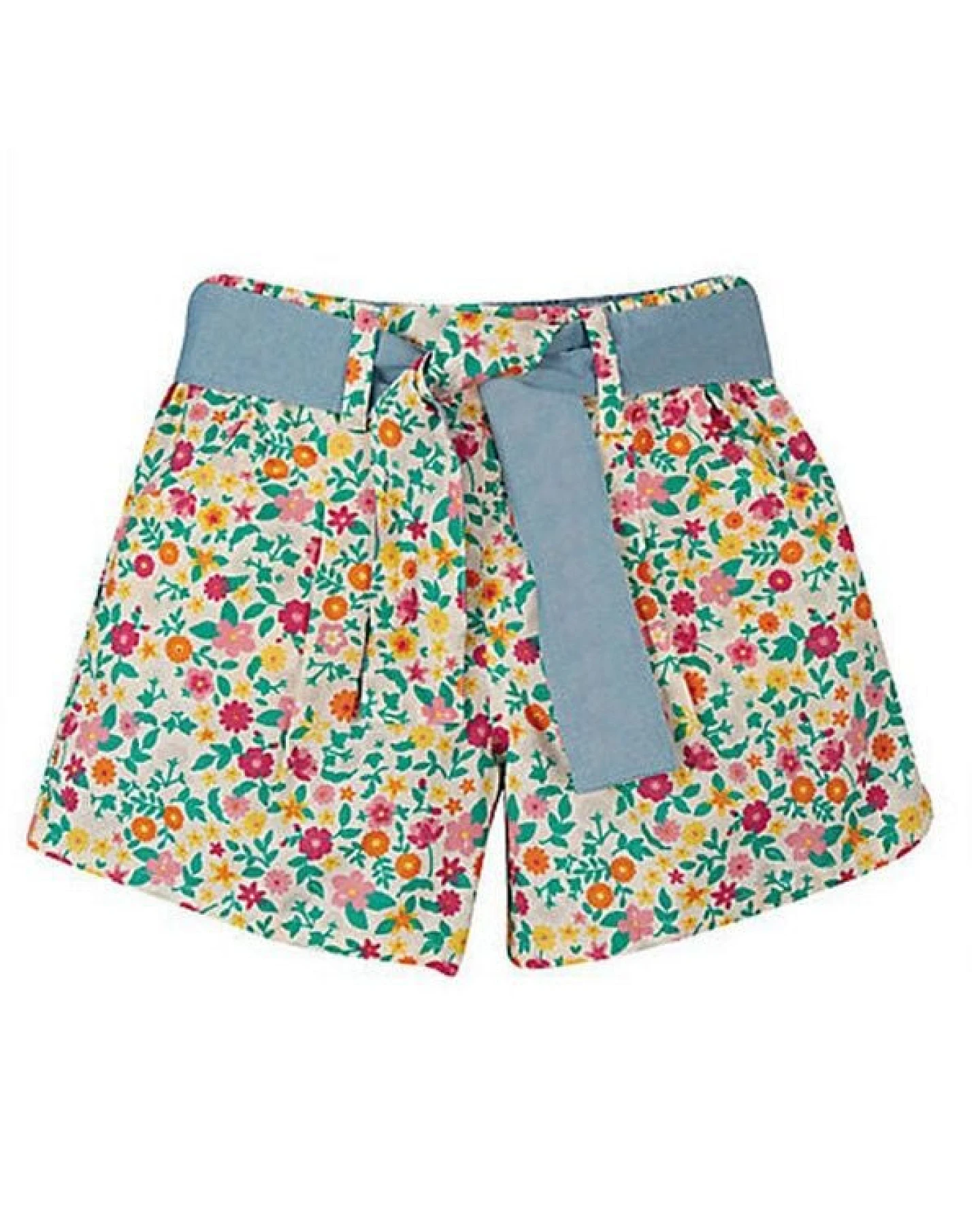 Frugi 2-in-1 WendeShorts Rhea denim/Blumen – Ansicht 4