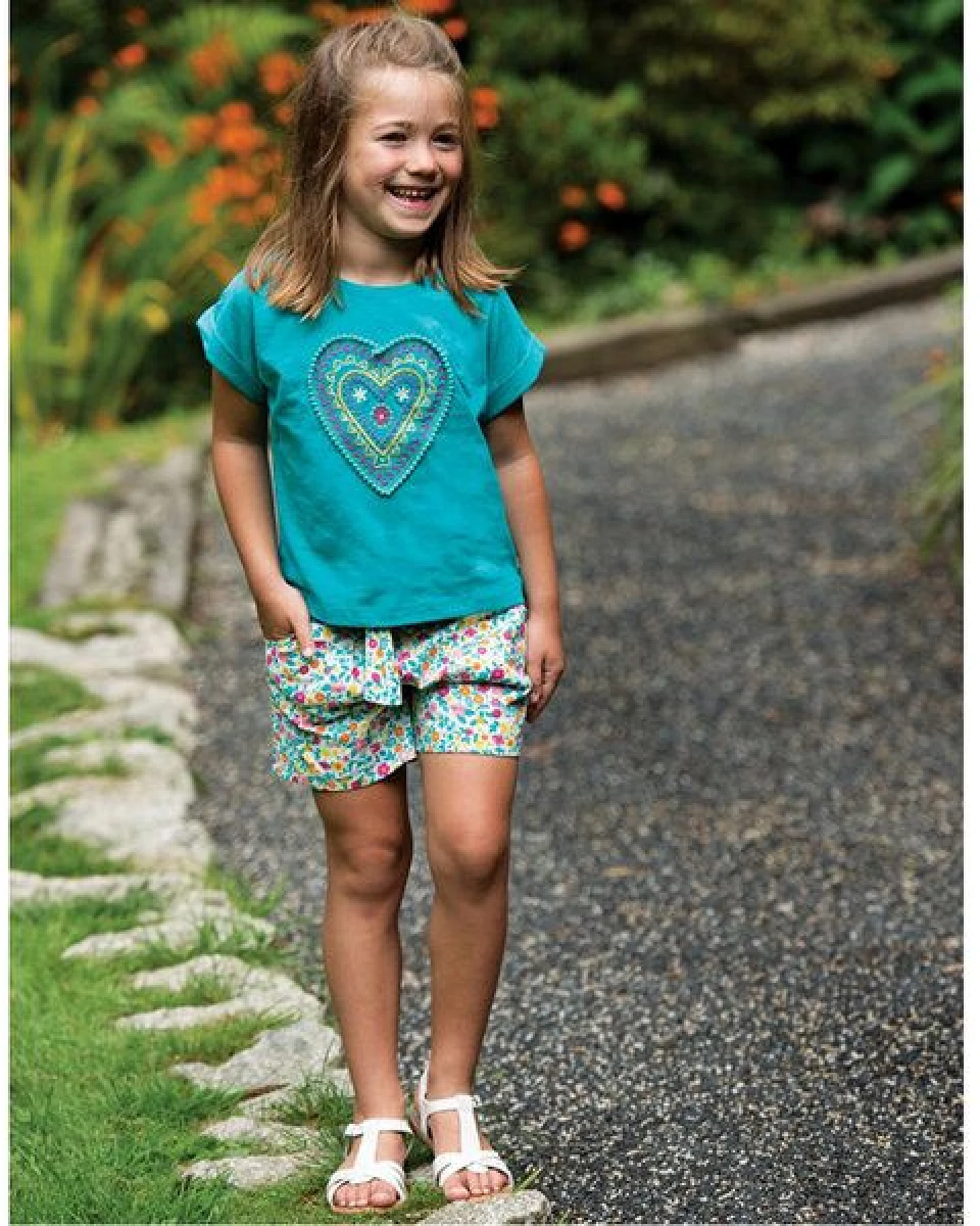 Frugi T-Shirt Herz in pazifik-grün Sophia Slub T-Shirt Jewel/Heart – Ansicht 2