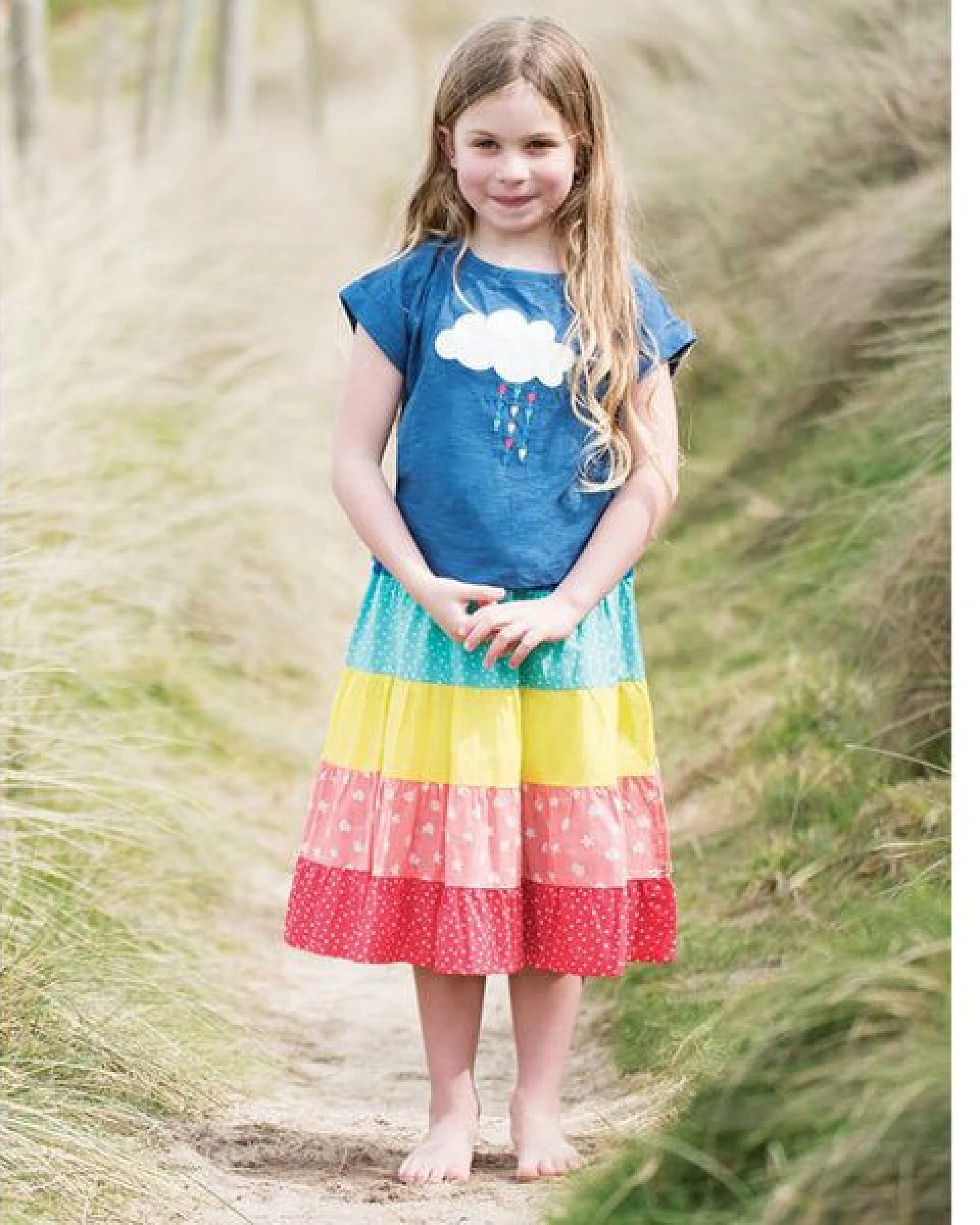 Frugi T-Shirt Wolke in blau Sophia Slub T-Shirt Marine Blue/Cloud – Ansicht 2