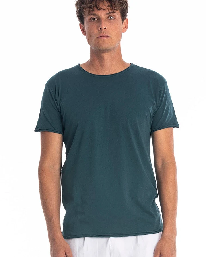 RAVENS VIEW IBIZA Herren vegan T-Shirt Runder Wilder Ausschnitt Ozeanblau
