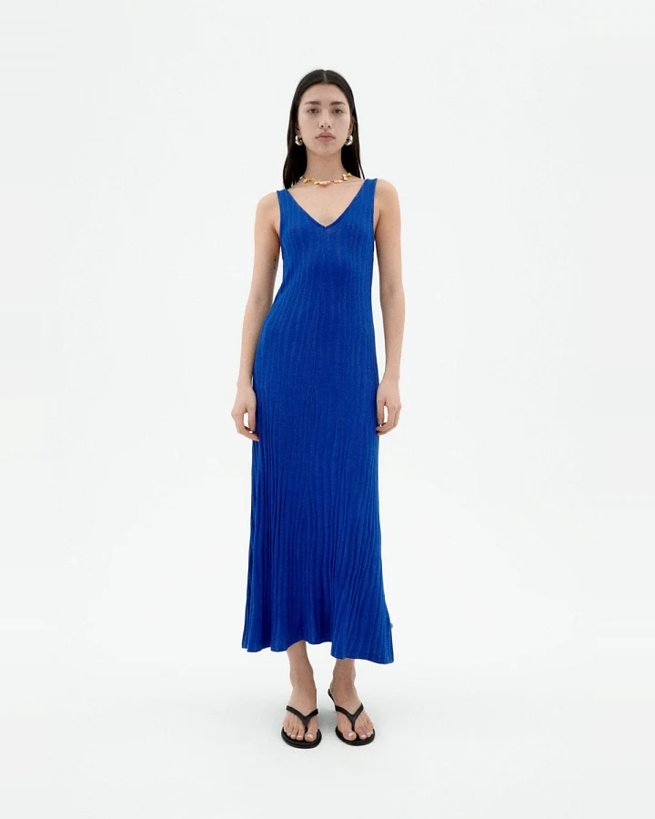 Thinking MU Damen vegan Kleid Strick Sade Blau