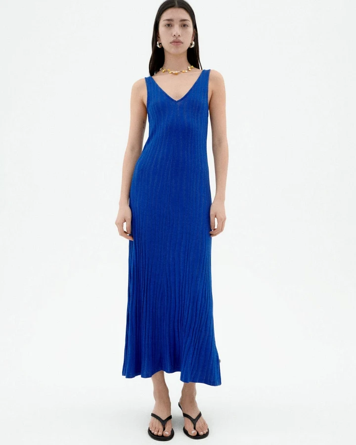 Thinking MU Damen vegan Kleid Strick Sade Blau