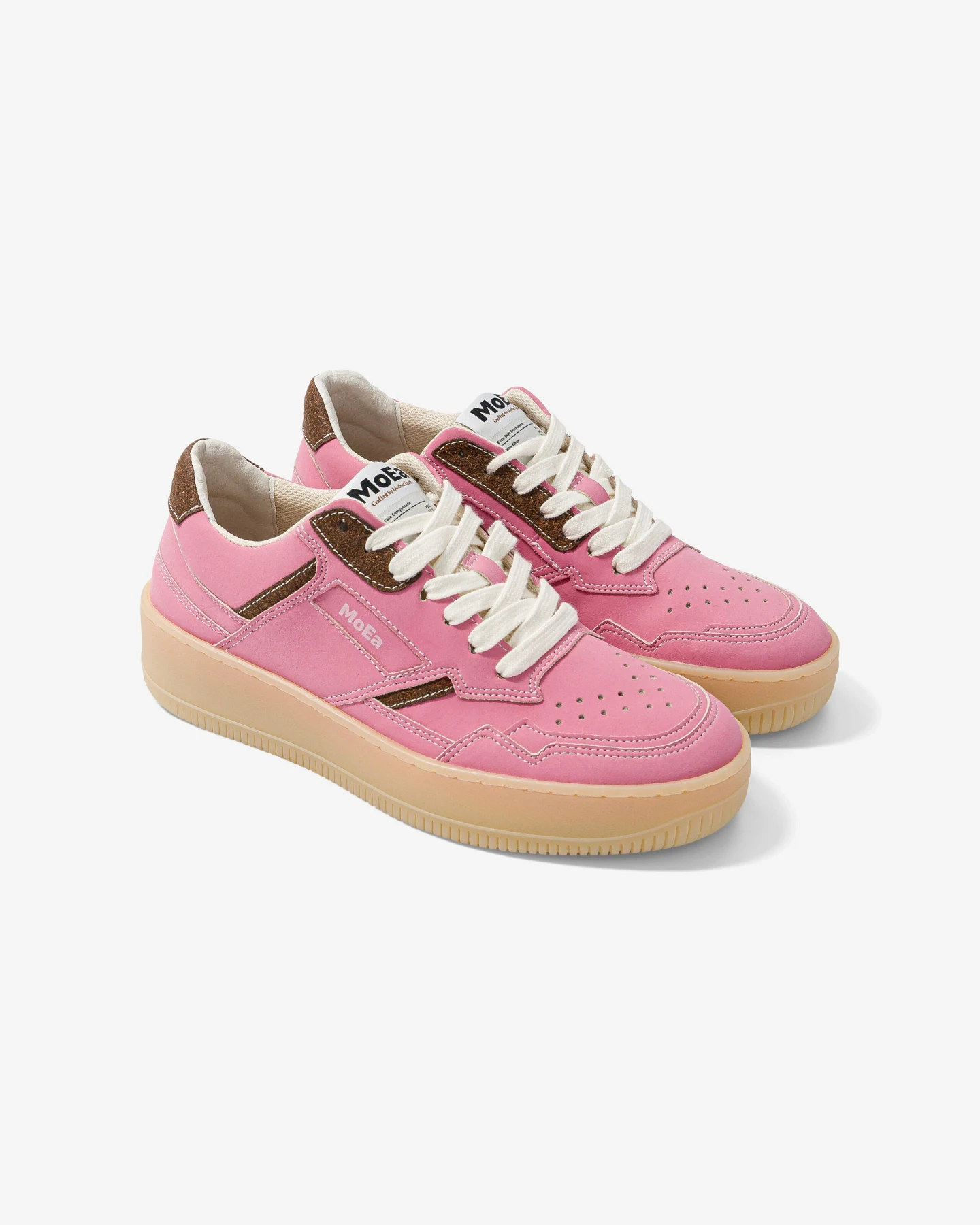 MoEa Herren vegan Sneaker Gen1 Vegan Wildleder Kokosnuss Rosa & Braun – Ansicht 2