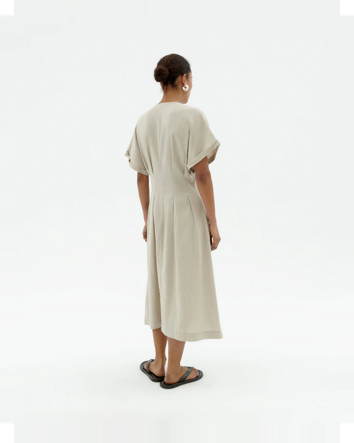 Thinking MU Damen vegan Kleid Fitted Waist Laura Beige – Ansicht 2