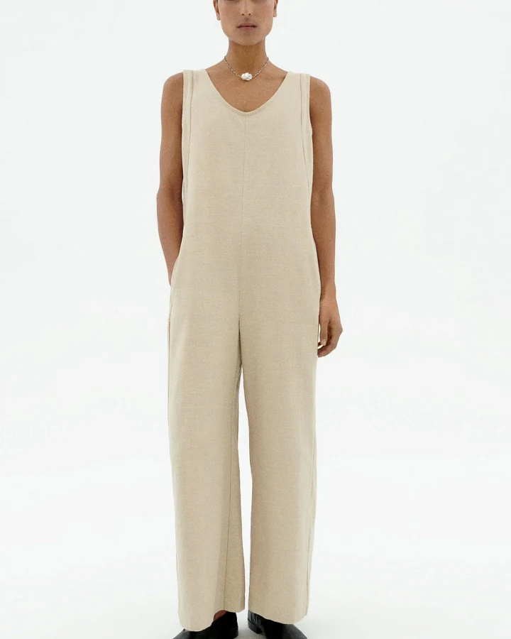 Thinking MU Damen vegan Jumpsuit Lose Janis Beige