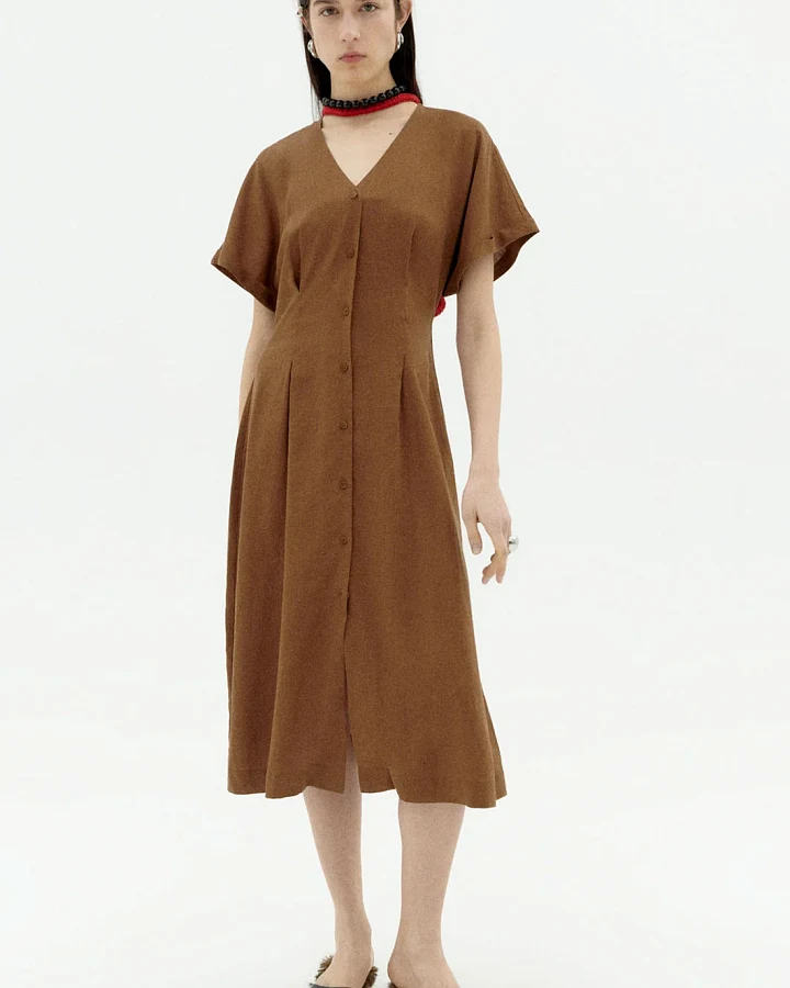Thinking MU Damen vegan Kleid Fitted Waist Laura Brown