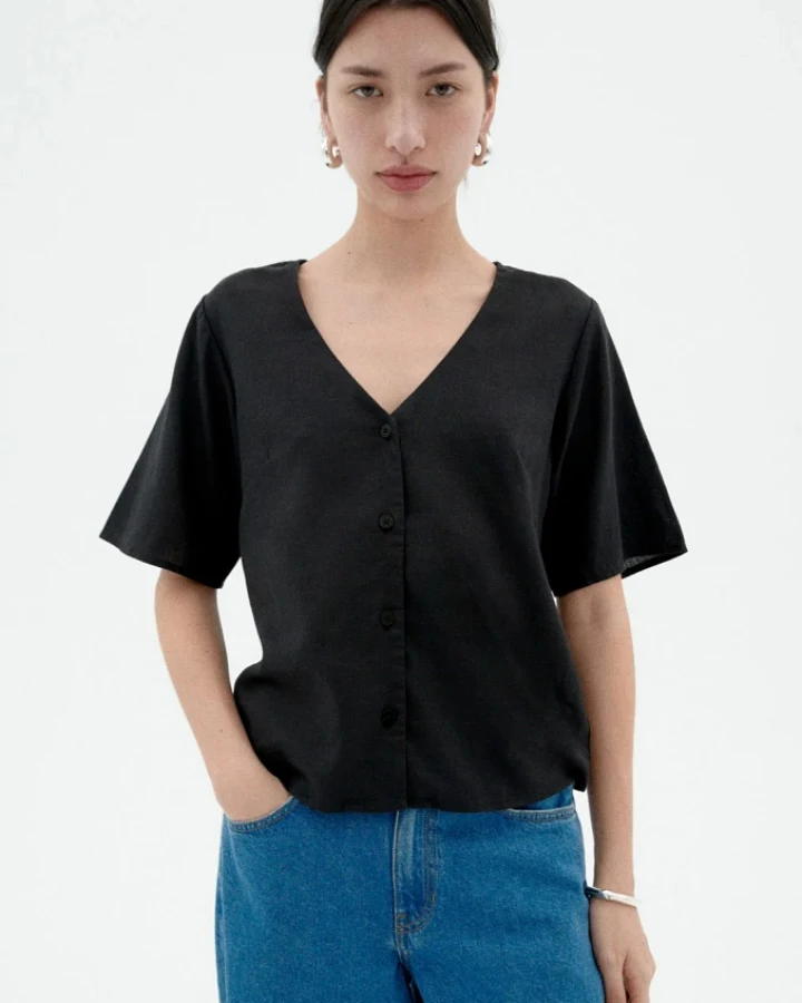 Thinking MU Damen vegan Shirt Libelle Schwarz