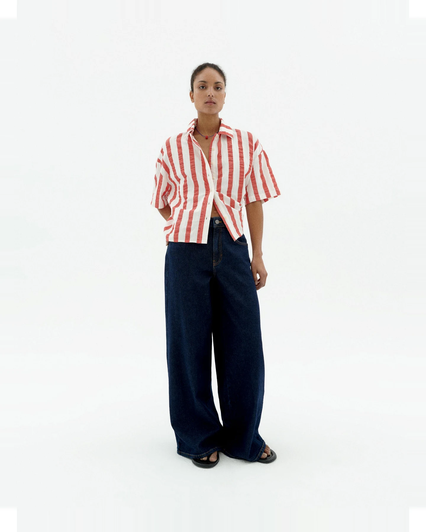 Thinking MU Damen vegan Bluse Seersucker Anna Gestreift Rot – Ansicht 2