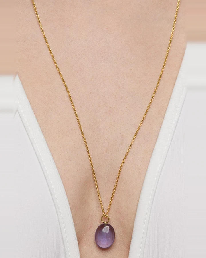 Amadeus Damen vegan Halskette Eden Goldkette Mit Amethyst-Anhänger