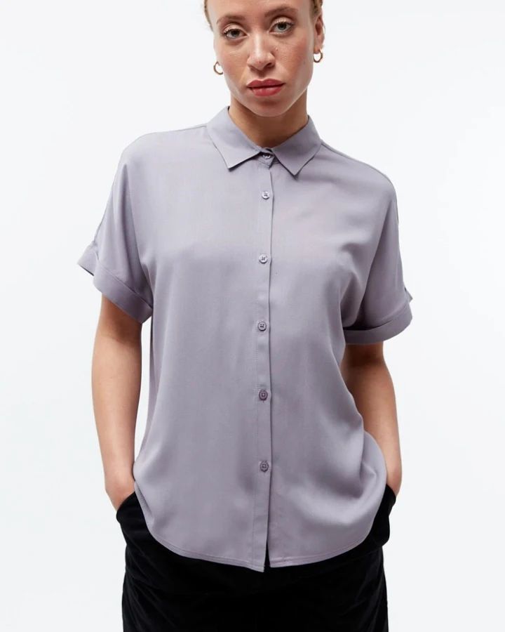 Givn Damen vegan Bluse Sarah Flieder Grau