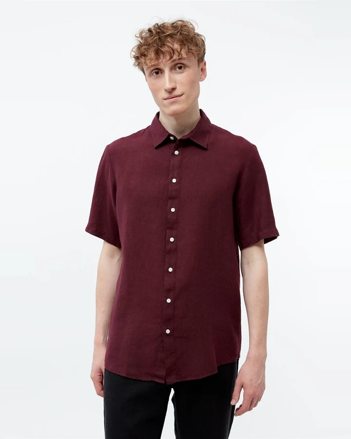 Givn Herren vegan Hemd Mit Kurzen Ärmeln Dylan Burgundy