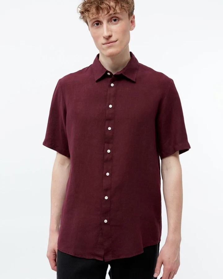 Givn Herren vegan Hemd Mit Kurzen Ärmeln Dylan Burgundy