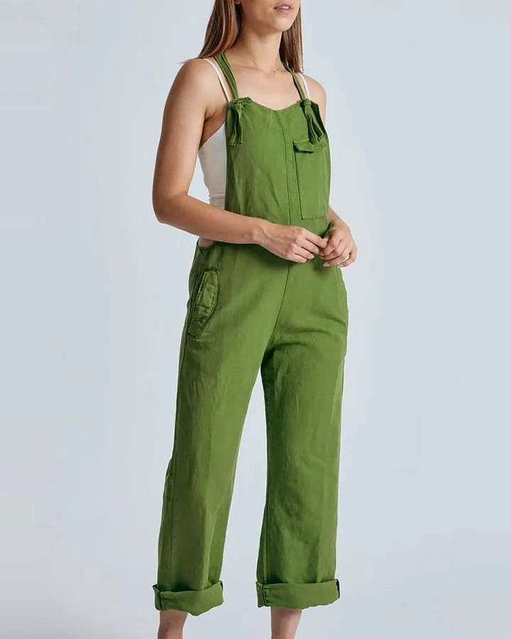 Flax and Loom Damen vegan Latzhose Leinen Mary Lou Spring Green