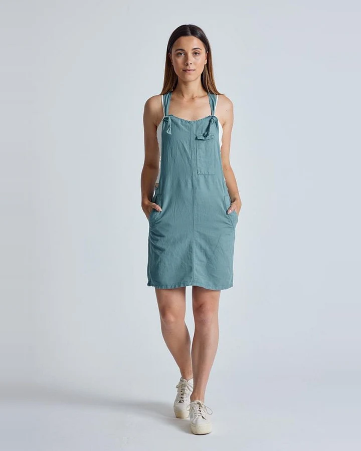 Flax and Loom Damen vegan Kleid Peggy Retro Blau