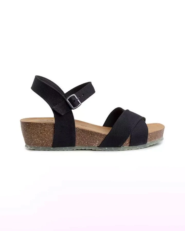 Zouri Damen vegan Sandalen Natur Schwarz