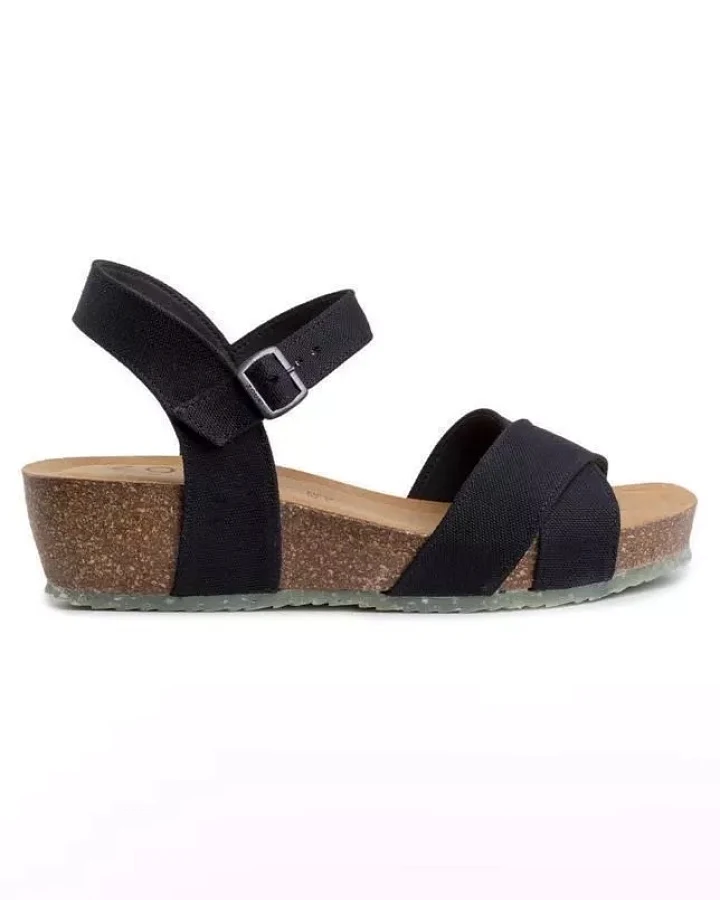 Zouri Damen vegan Sandalen Natur Schwarz