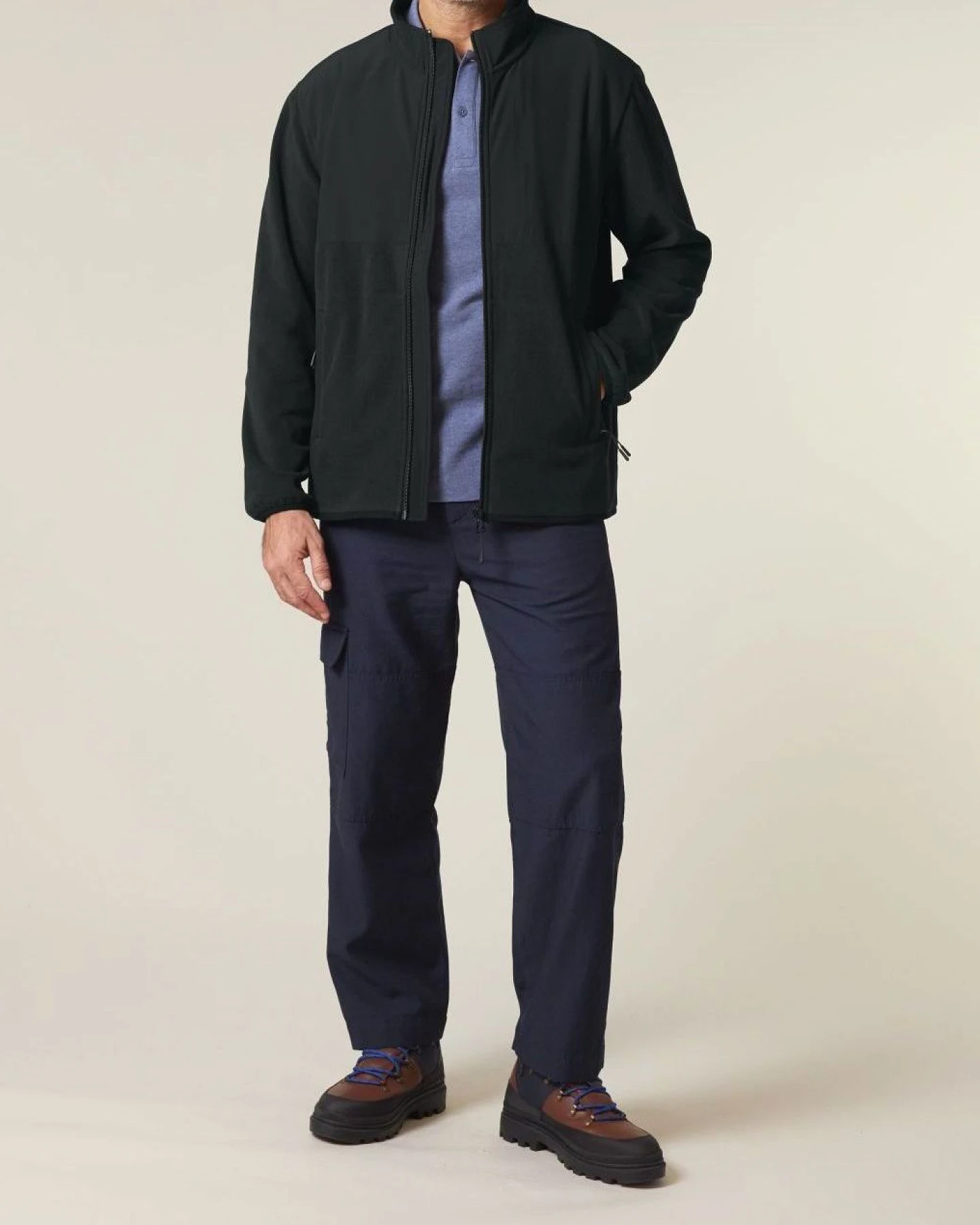 UNIPOLAR Herren vegan Fleece Jacke Treks Modell In Schwarz – Ansicht 2