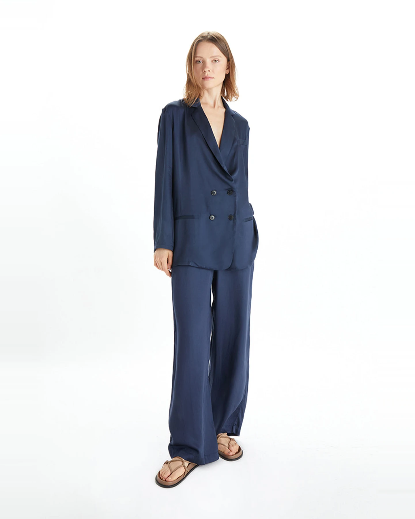 Neu Nomads Damen vegan Hose Carina Palazzo Mitternachtsblau – Ansicht 2