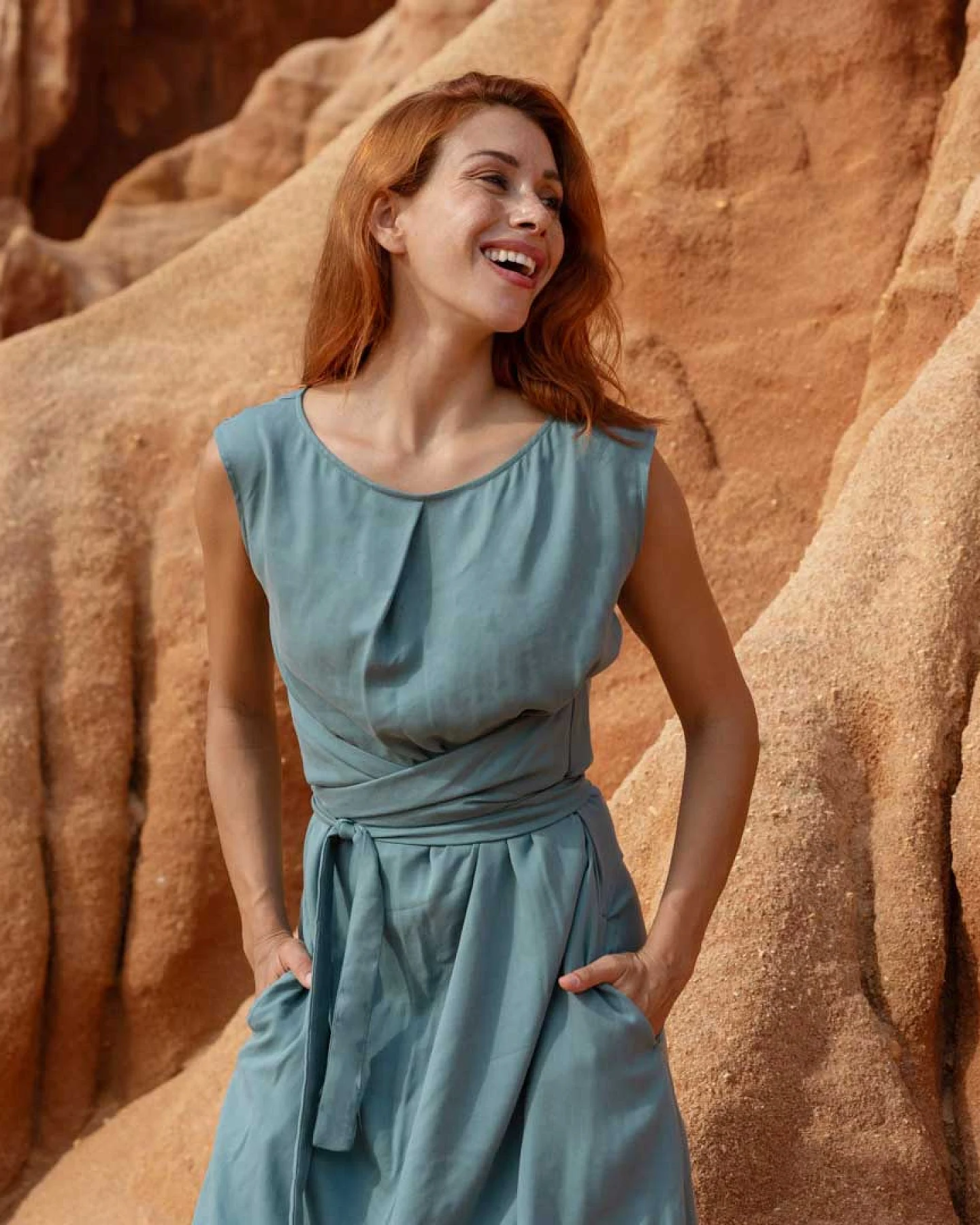 WiDDA Damen vegan Kleid Adele Türkis – Ansicht 2