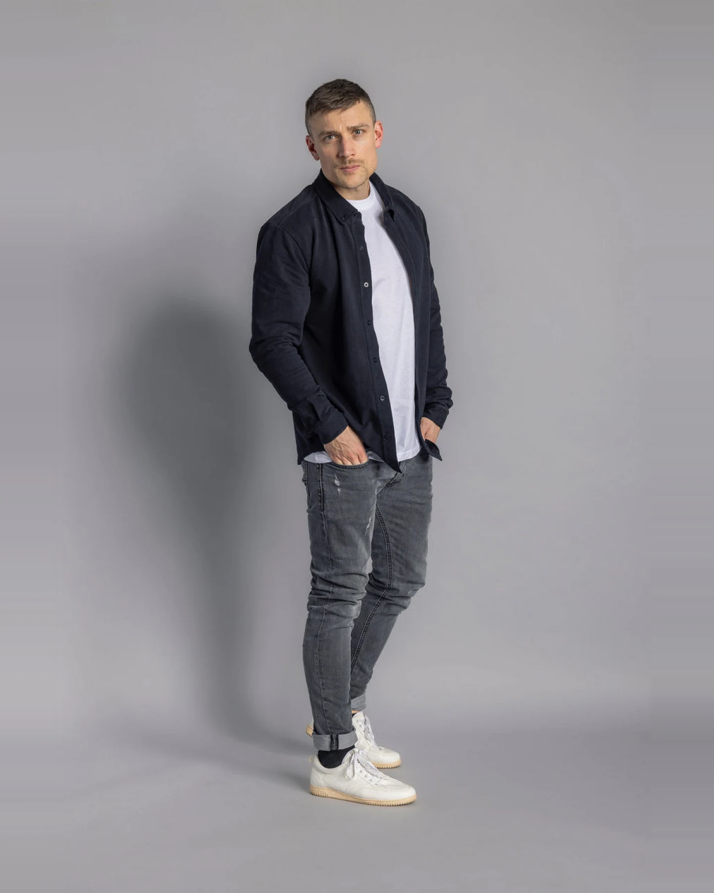 DIRTS Herren vegan Jersey Hemd Ash Black – Ansicht 2