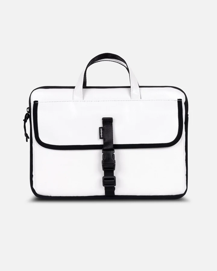 UNBEGUN Herren vegan Laptop-Tasche Mit Griff Weiß