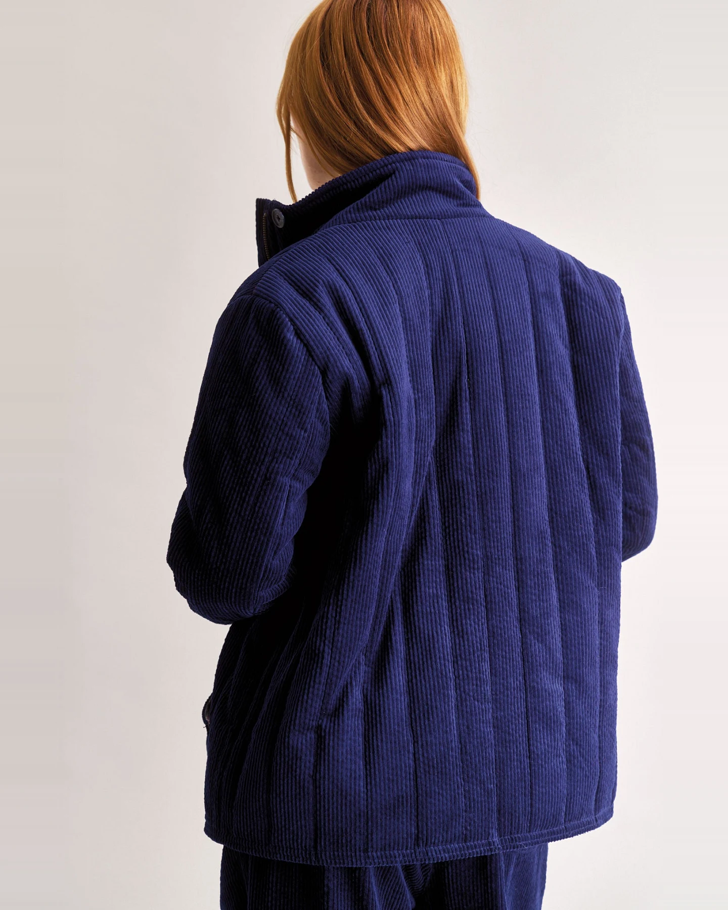 KOMODO Damen vegan Mantel Georgia Cord Navy – Ansicht 2