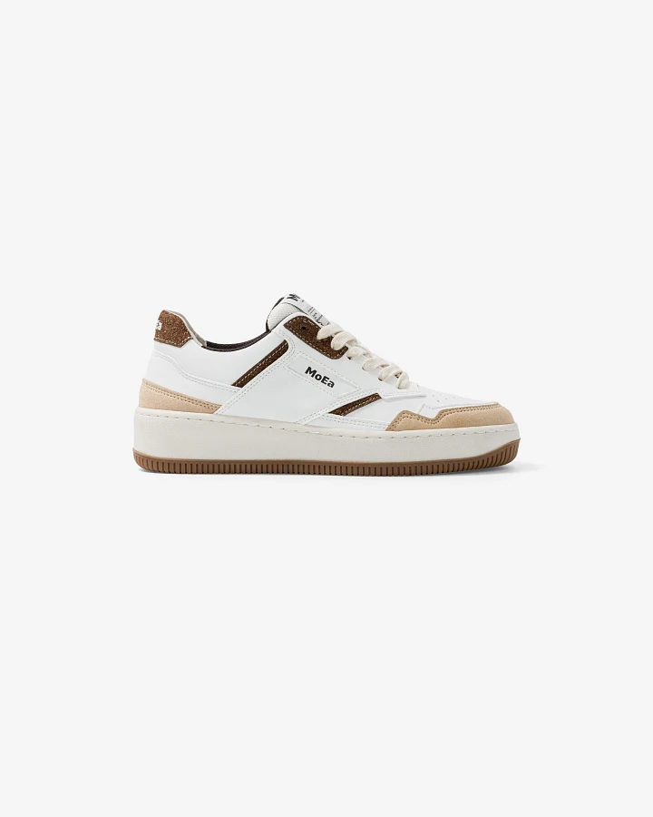 MoEa Herren vegan Sneakers Gen1 Coco Weiß & Braun Veganes Wildleder