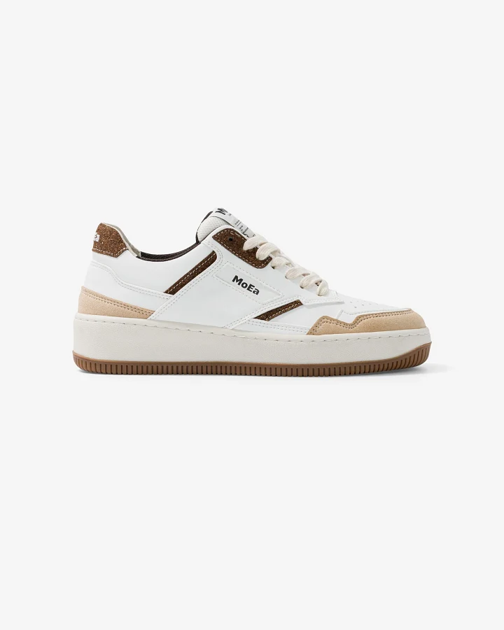 MoEa Herren vegan Sneakers Gen1 Coco Weiß & Braun Veganes Wildleder