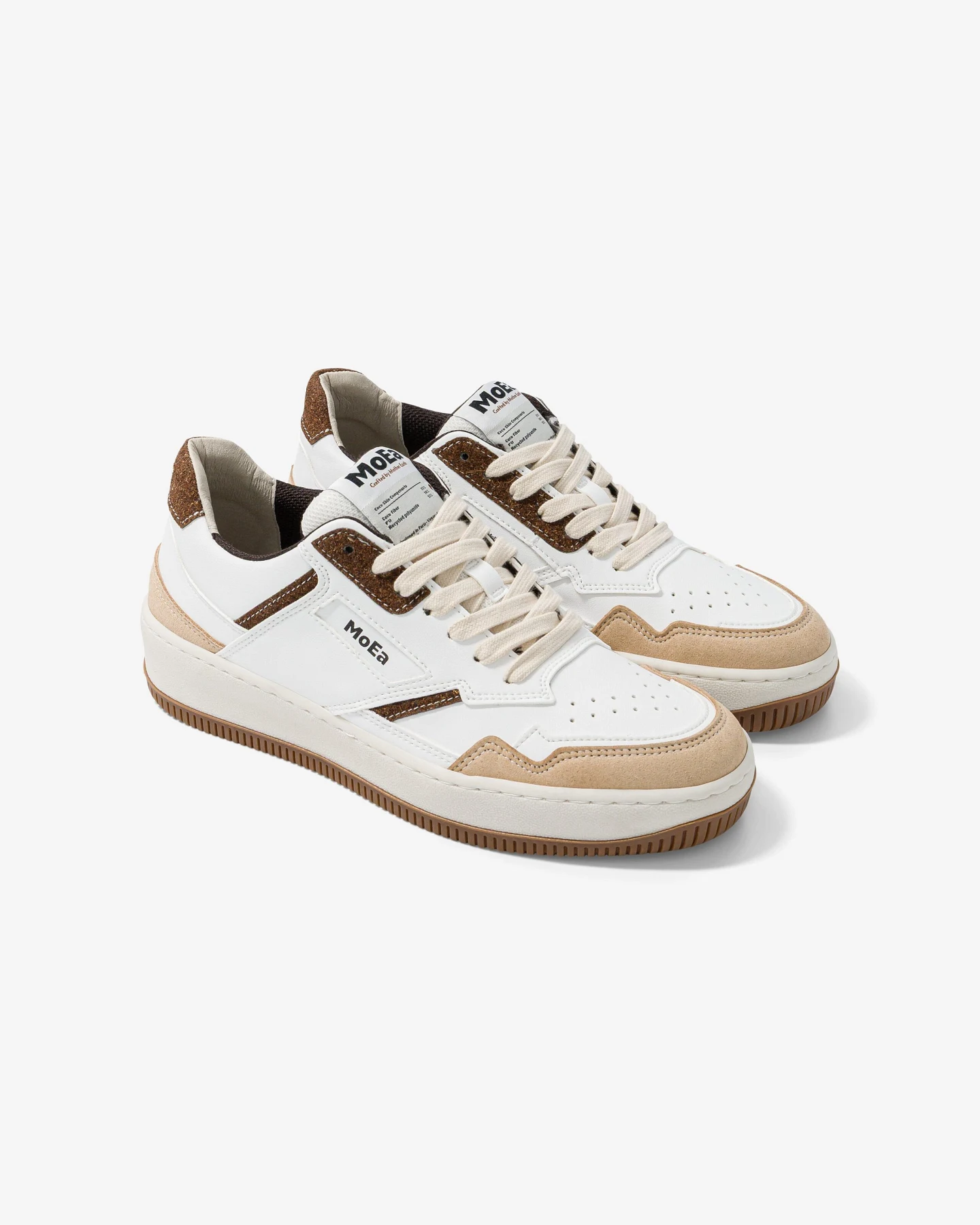 MoEa Herren vegan Sneakers Gen1 Coco Weiß & Braun Veganes Wildleder – Ansicht 2