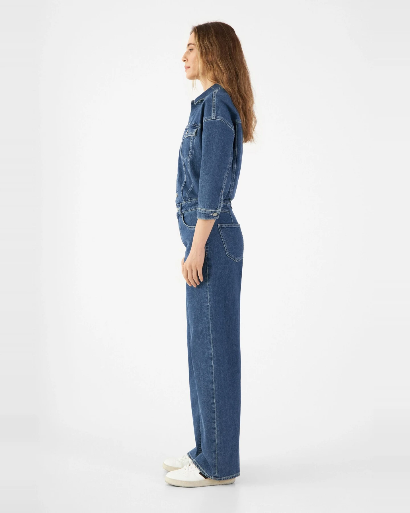 Dawn Damen vegan Jumpsuit Ros Vintage Blau – Ansicht 2