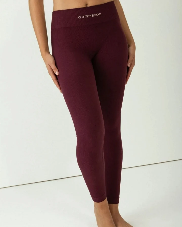 Clotsy Damen vegan Leggings Burgundy