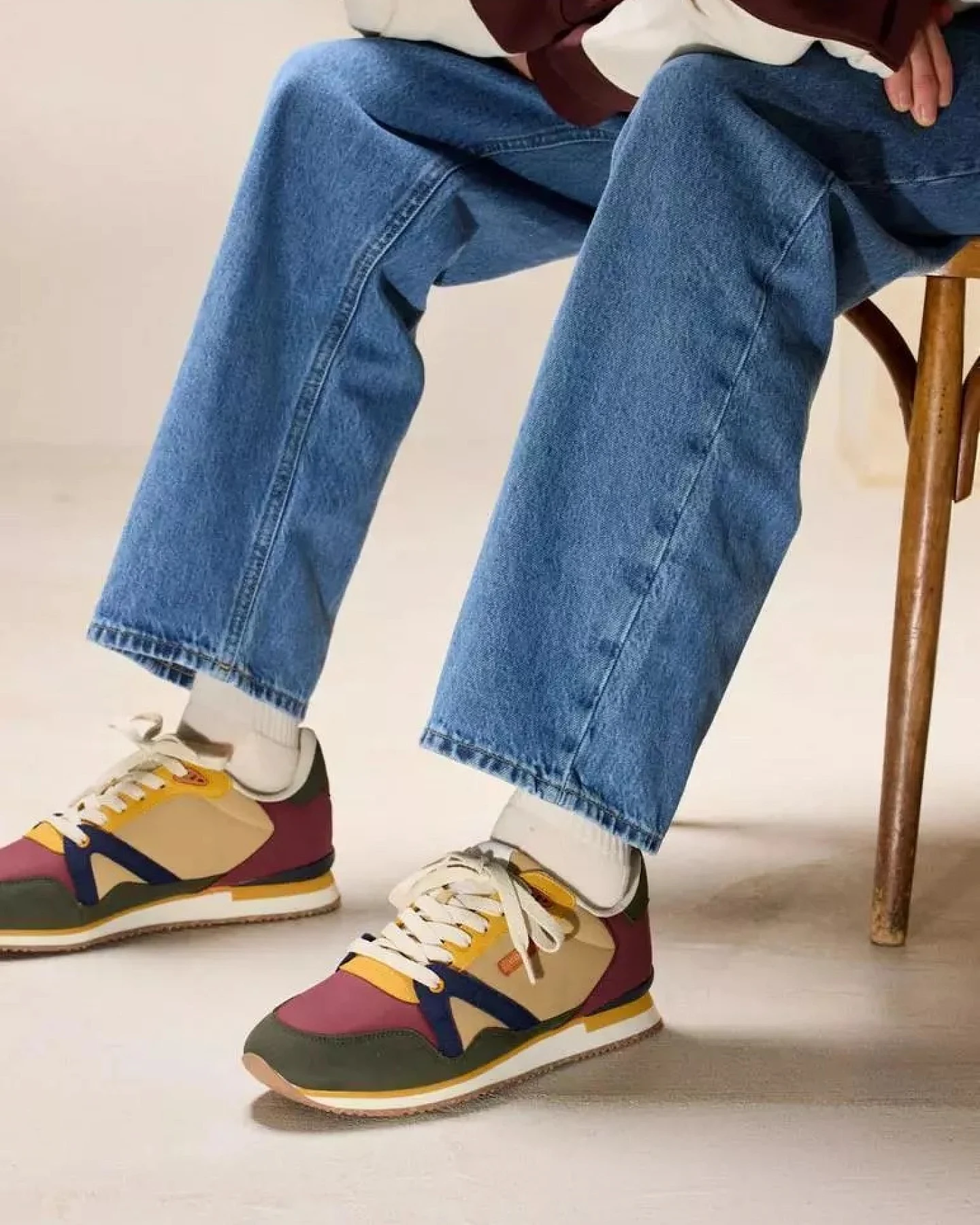 Odaje Herren vegan Sneaker Andre Khaki/Burgund/Senf – Ansicht 2
