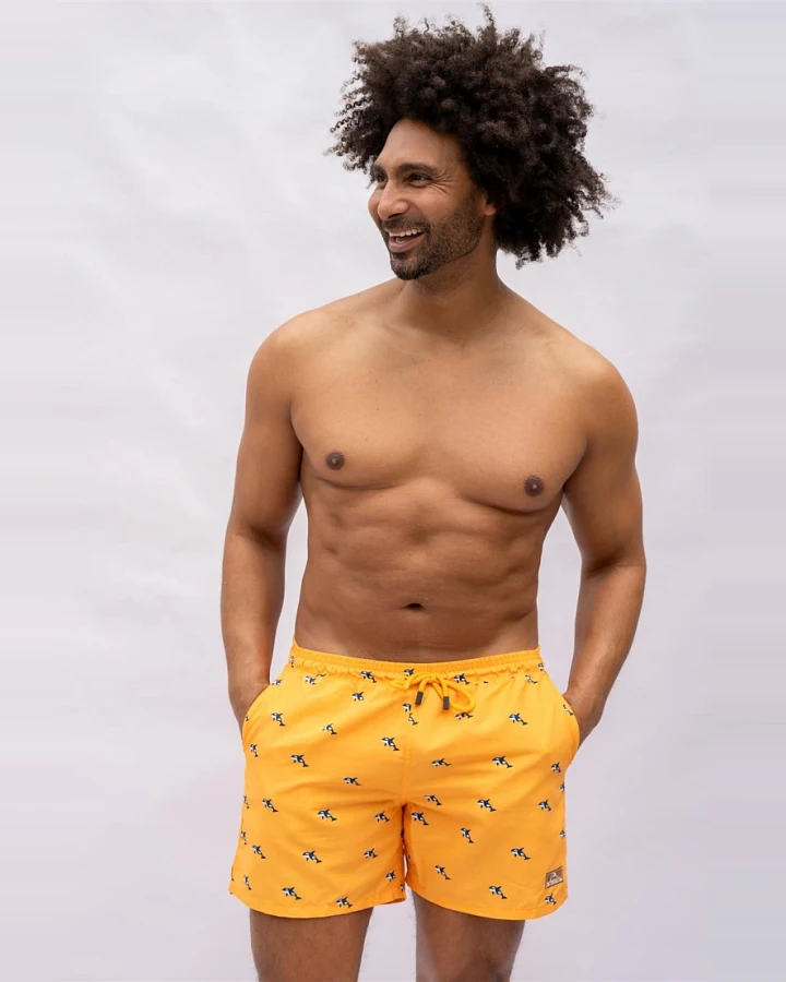 Narwal Herren vegan Badeshorts Orca Print Gelb