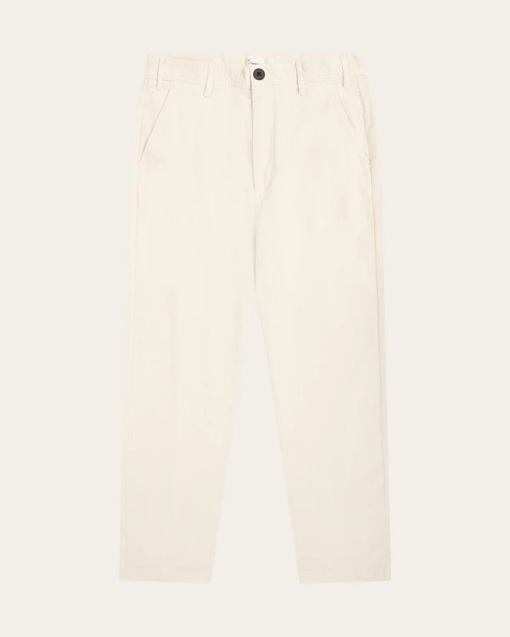 KnowledgeCotton Apparel Herren vegan Hose Corduroy Chuck Regular Egret Weiß