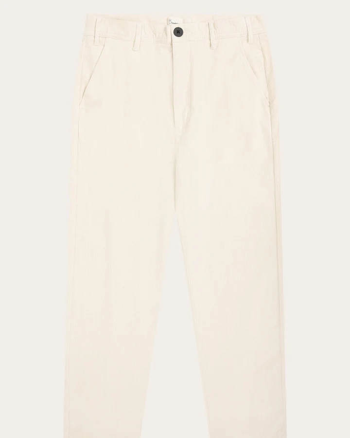 KnowledgeCotton Apparel Herren vegan Hose Corduroy Chuck Regular Egret Weiß