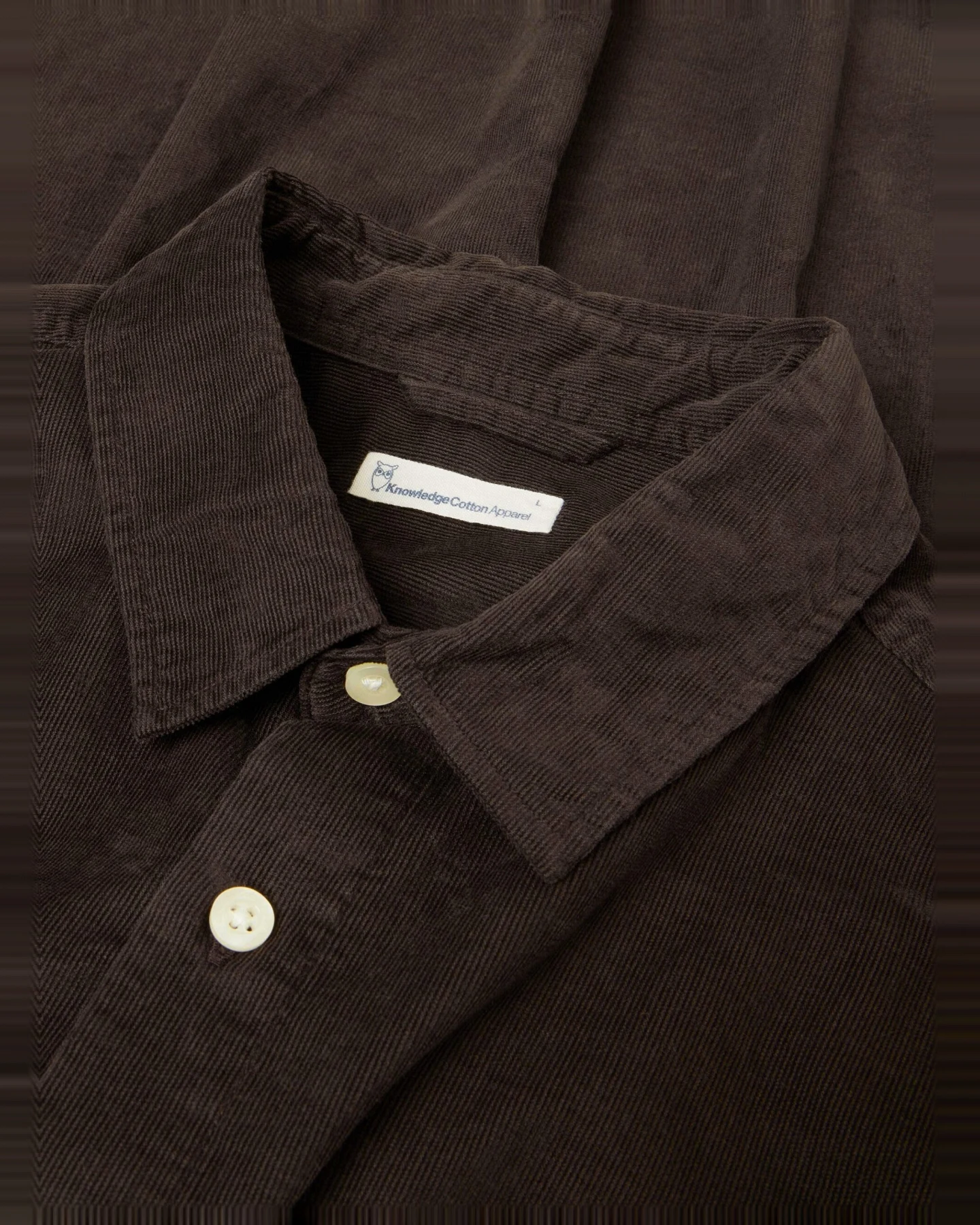 KnowledgeCotton Apparel Herren vegan Hemd Corduroy Regular Chocolate Torte – Ansicht 2