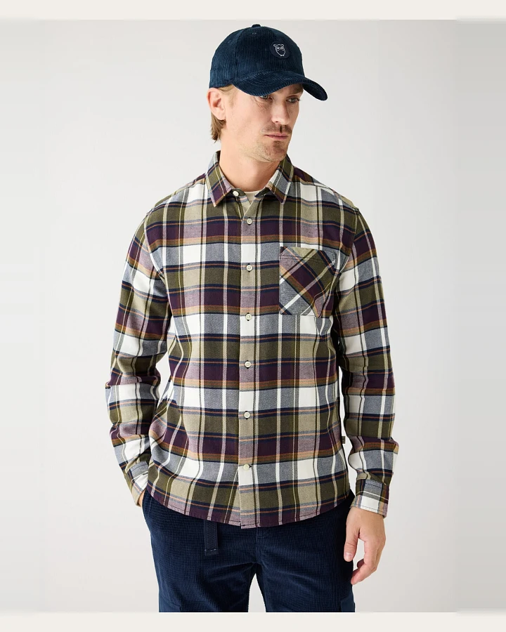 KnowledgeCotton Apparel Herren vegan Hemd Flanell Hellkariert Blau