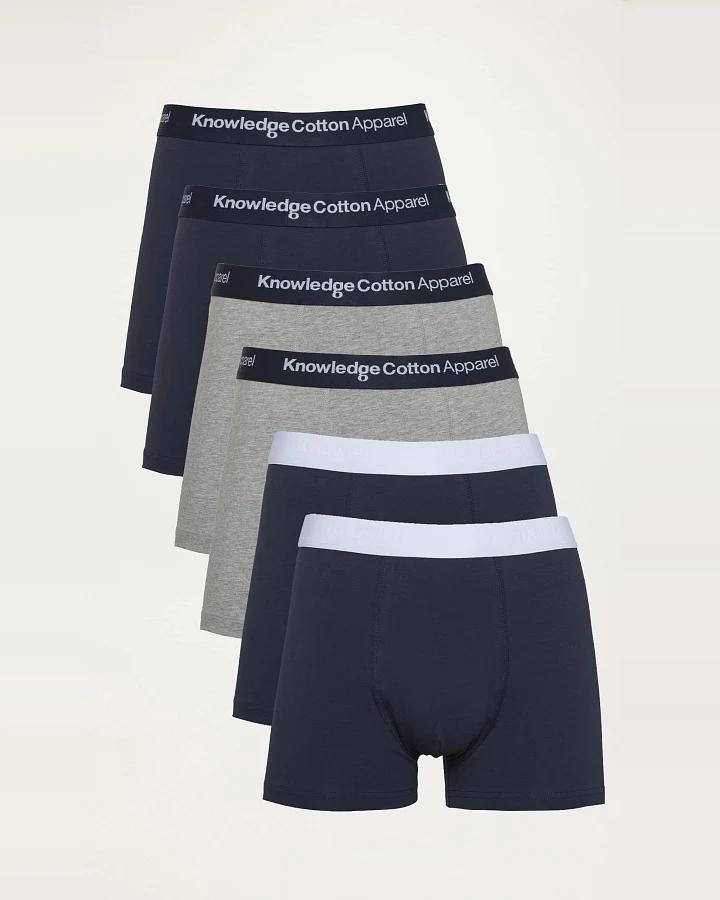 KnowledgeCotton Apparel Herren vegan Multipack 6x Boxershorts Total Eclipse Navy