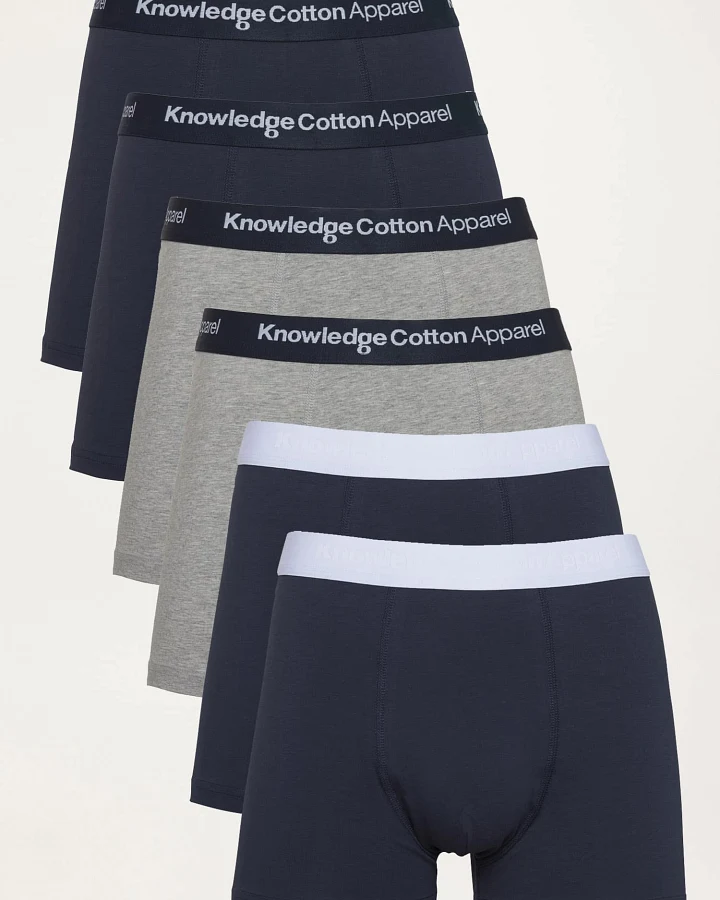 KnowledgeCotton Apparel Herren vegan Multipack 6x Boxershorts Total Eclipse Navy