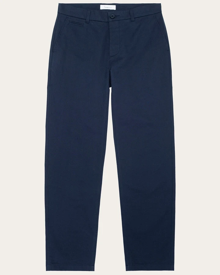 KnowledgeCotton Apparel Herren vegan Chino-Hose Chuck Regular Twill Total Eclipse Navy