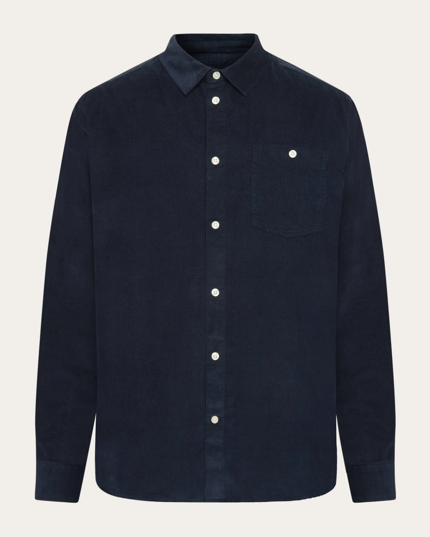 KnowledgeCotton Apparel Herren vegan Hemd Corduroy Regular Total Eclipse Navy – Ansicht 2