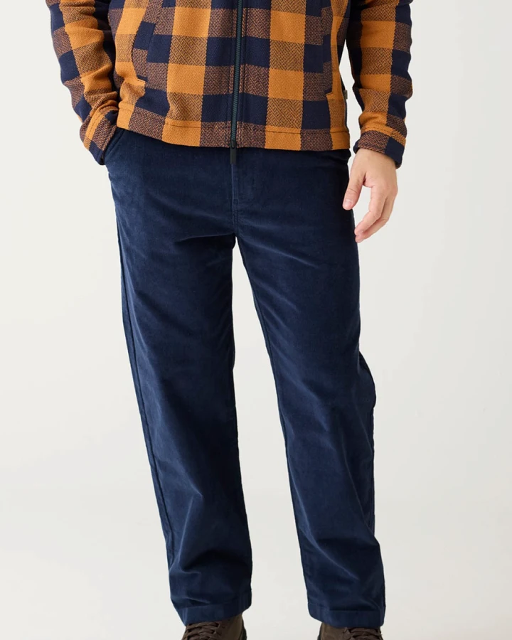 KnowledgeCotton Apparel Herren vegan Chinohose Flint Wide Cord Night Sky Navy