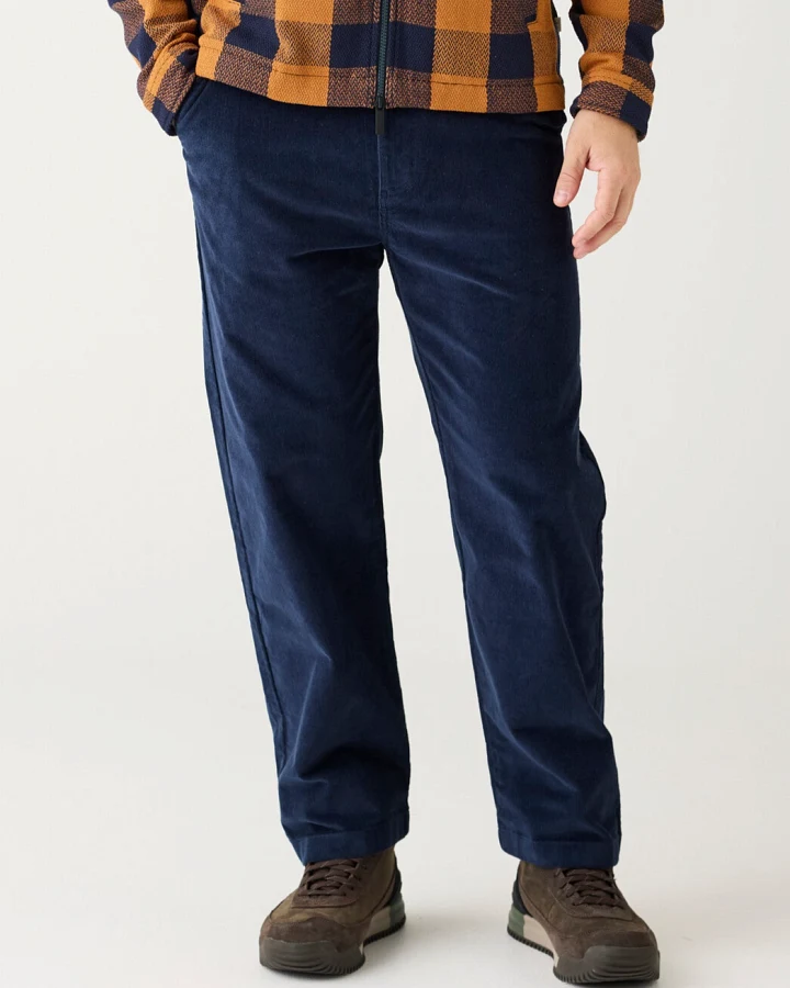 KnowledgeCotton Apparel Herren vegan Chino-Hose Flint Wide Corduroy Night Sky Navy