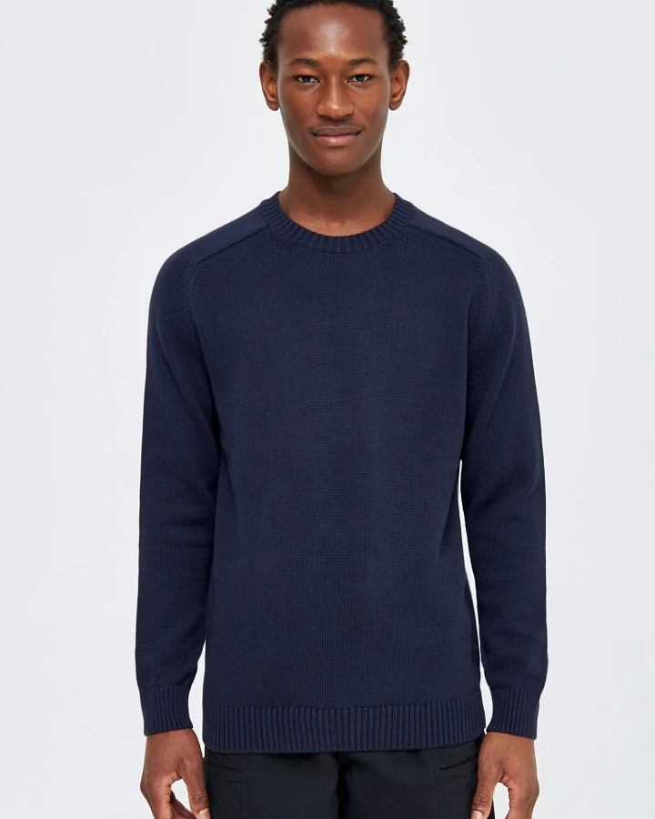 KnowledgeCotton Apparel Herren vegan Strickpullover Einfarbig Rundhalsausschnitt Nachthimmel