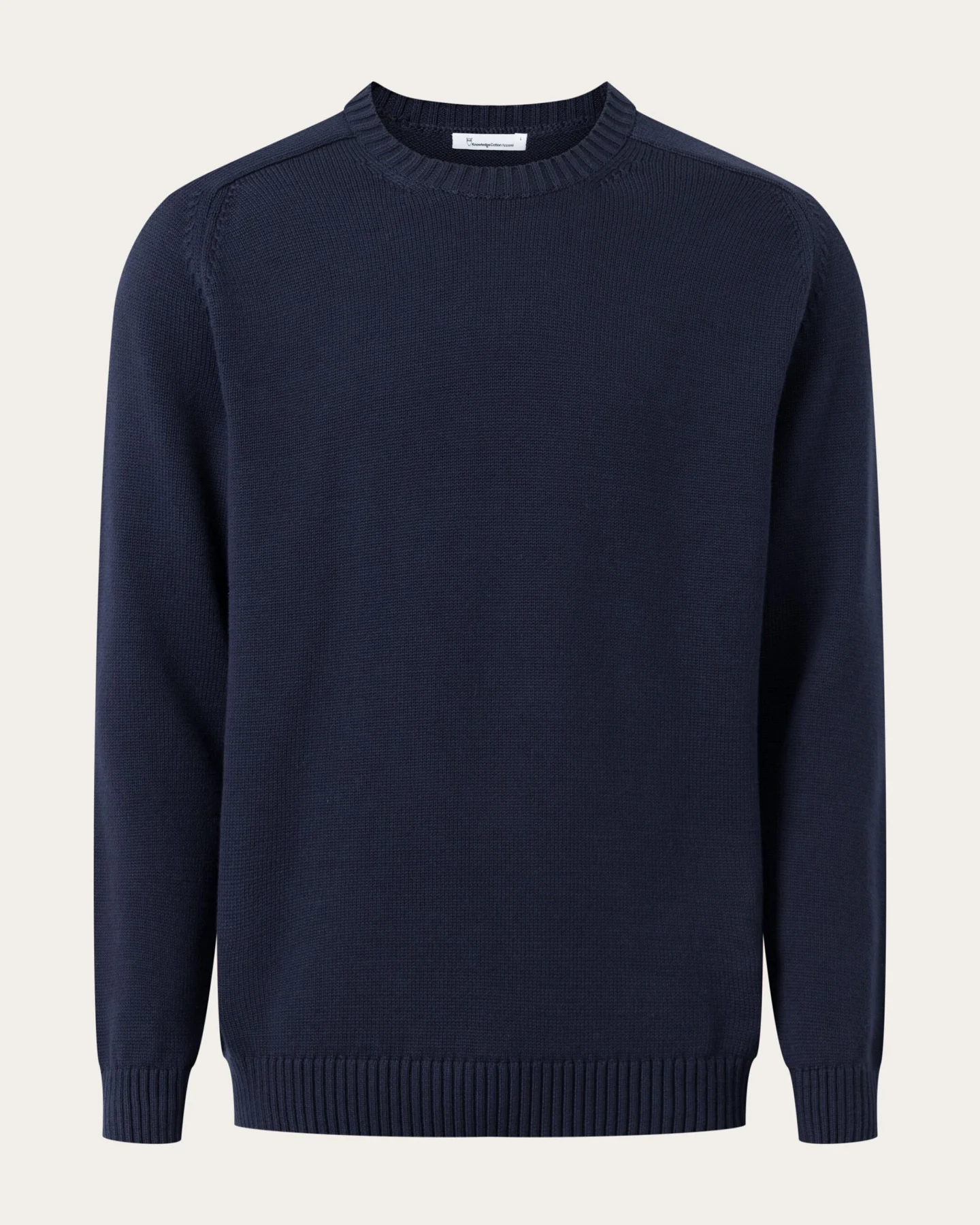 KnowledgeCotton Apparel Herren vegan Strickpullover Einfarbig Rundhalsausschnitt Nachthimmel – Ansicht 2