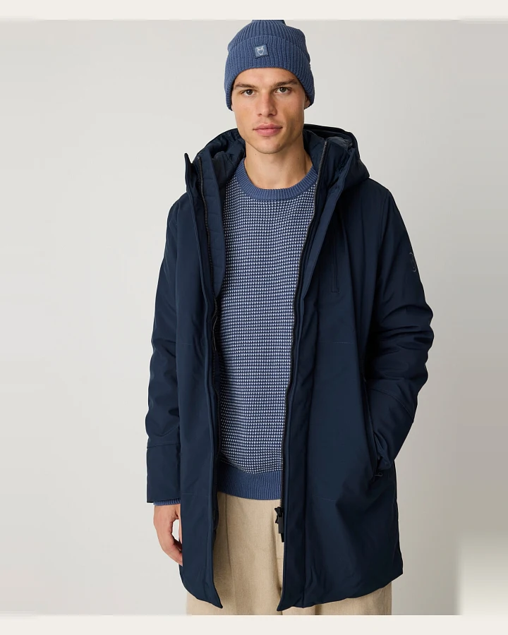 KnowledgeCotton Apparel Herren vegan Jacke Long Climate Shell Total Eclipse Navy
